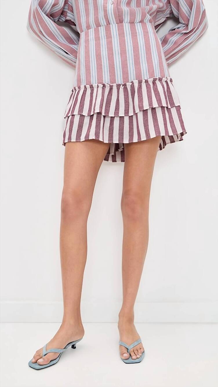 NEW CONIGLIO cinch back mini skirt in claret combo skirt